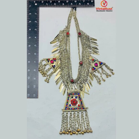 Silver Kuchi Belly Dance Belt with Dangling Pendants, Handmade main image 5